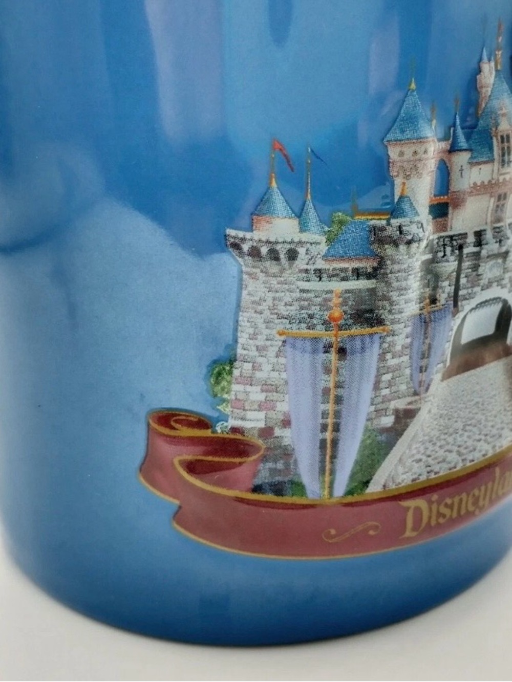Disneyland 3D Sleeping Beauty Castle Tinker Bell Blue Coffee Mug Cup Vintage - Picture 8 of 12